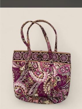 Vera Bradley Pink and Purple Quilted Paisley Tote